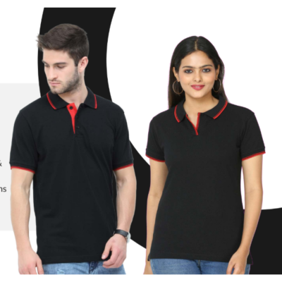 First Leaf Tshirt - Black with Red Tipping