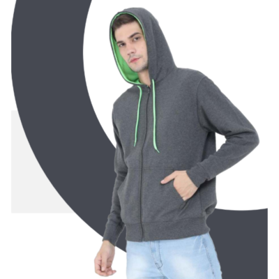 First Leaf - Charcoal Melange Sweatshirt with Zipper