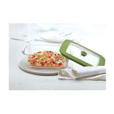 Borosil - Rectangular Dish with Green Lid