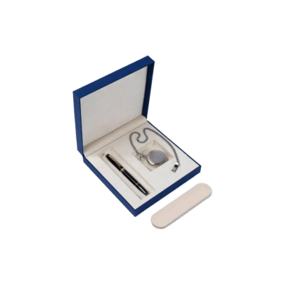 Lapis Bard - Gift Set Contemporary Rollerball Pen with Timekeeper - Black with Gold Trims