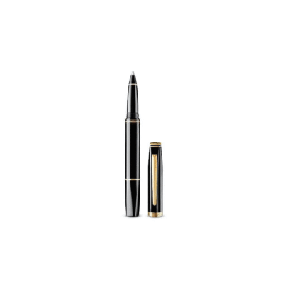 Lapis Bard - Contemporary Dark Metal Gold Trims Rollerball Pen